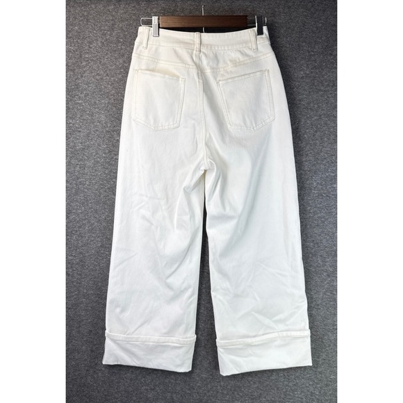 Halara Flex White Wide Leg Cuffed Jeans Size Small High Rise Stretch Denim MLDNO - Picture 5 of 12
